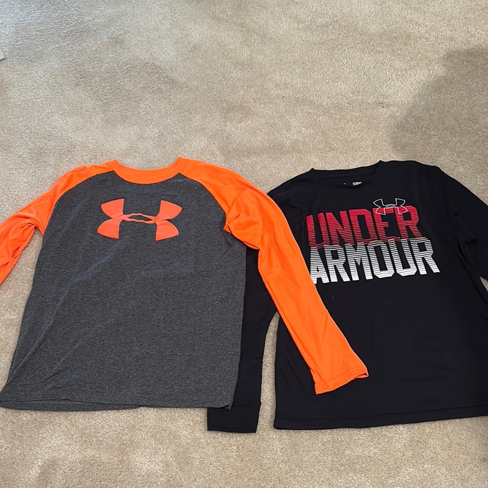 SOLD Boys long sleeve cotton shirts. Under Armour size Youth Large.